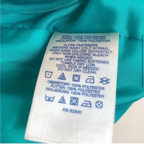 Lands end girls green and blue geometric print winter jacket - Picture 5 of 11